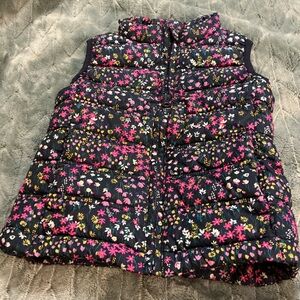 GAP Kids Navy Puffer Vest with Floral Trim